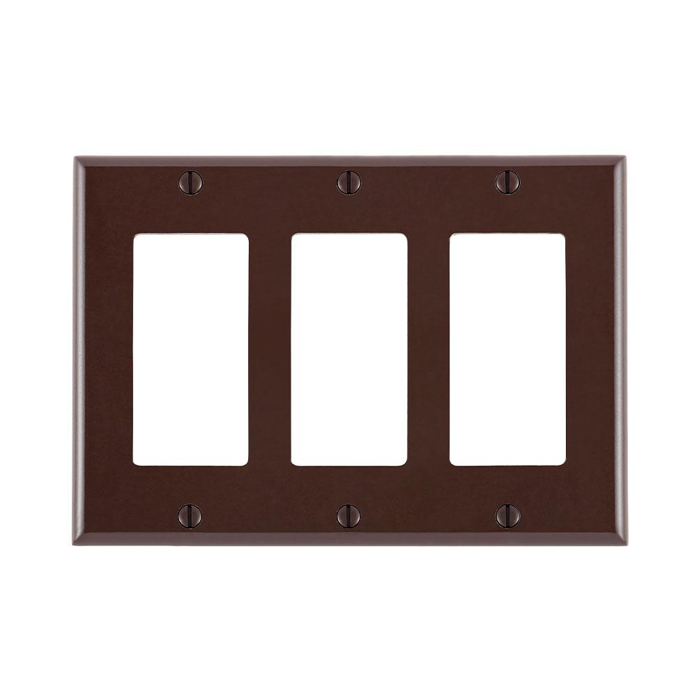 Product image for Wallplate Decora/gfci device mount 3-gang brown