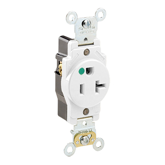 Product image for Receptacle 5-20R single hosp 2P 20A 125V whi