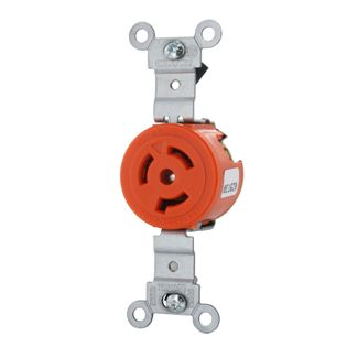 Product image for Receptacle locking single 2P 3W 250V 15AMP orange
