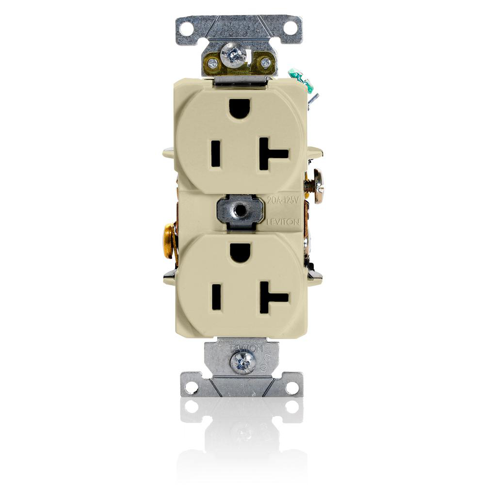 Product image for Receptacle duplex self-grounding narrow body nylon 20A 125V ivory