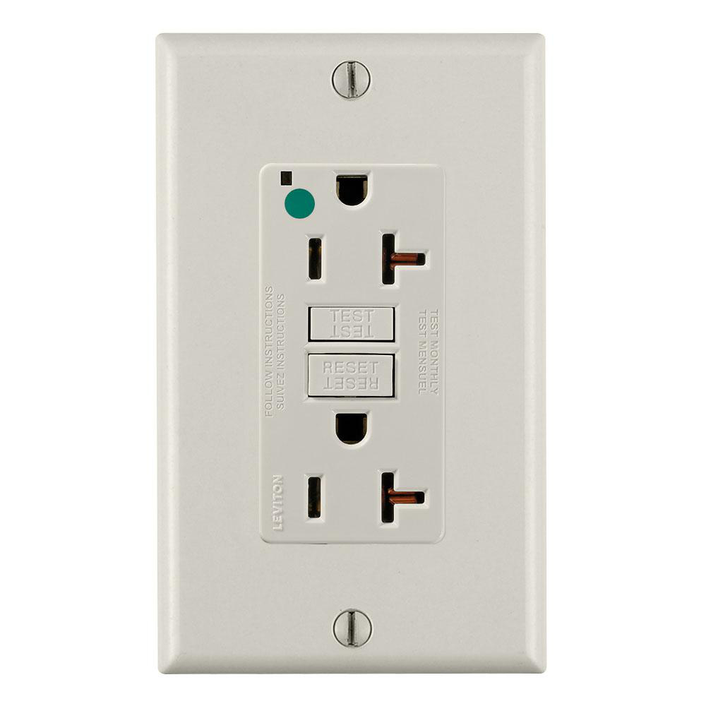 Product image for Receptacle GFCI hospital grade standard 20A 125V light almond