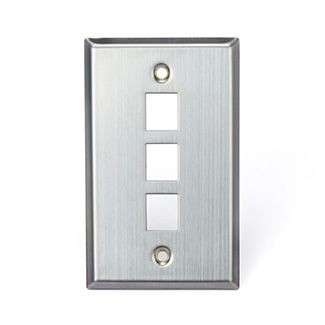 Product image for Wall plate 1G 3port stainless steel quickport