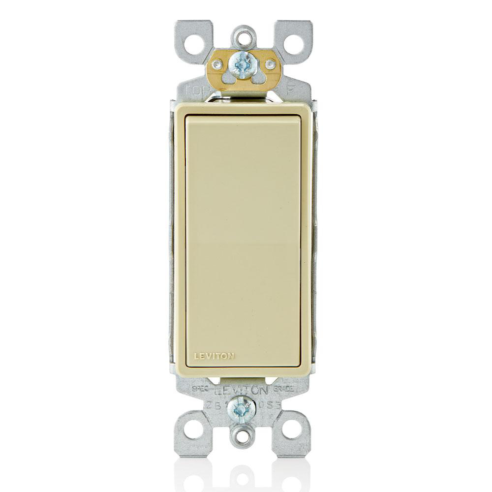 Product image for LEVITON 5601-P2I SWITCH 15A 120V 277V 1POLE DECORA ROCKER IVORY QUICKWIRE & SIDE WIRED
