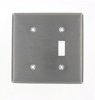 Product image for Wallplate combination standard 2-gang 1-toggle 1-blank 302SS