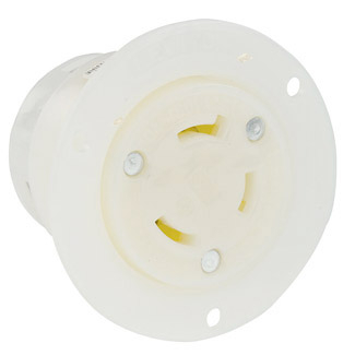 Product image for Receptacle locking flanged outlet 2P 3W 250V 15AMP white