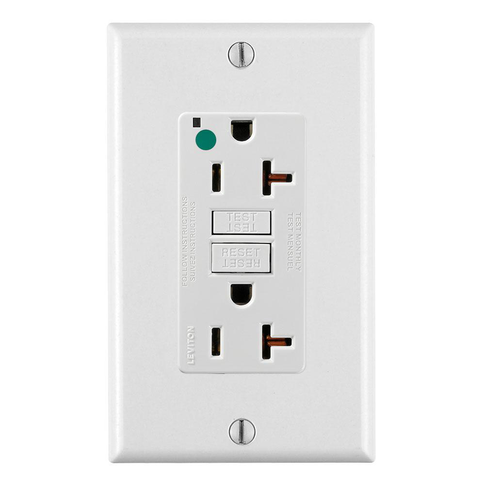Product image for Receptacle GFCI hospital grade standard 20A 125V white
