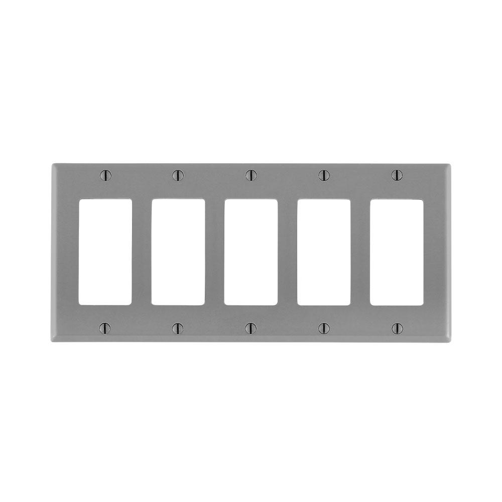 Product image for Wallplate standard 5-gang thermoset gray