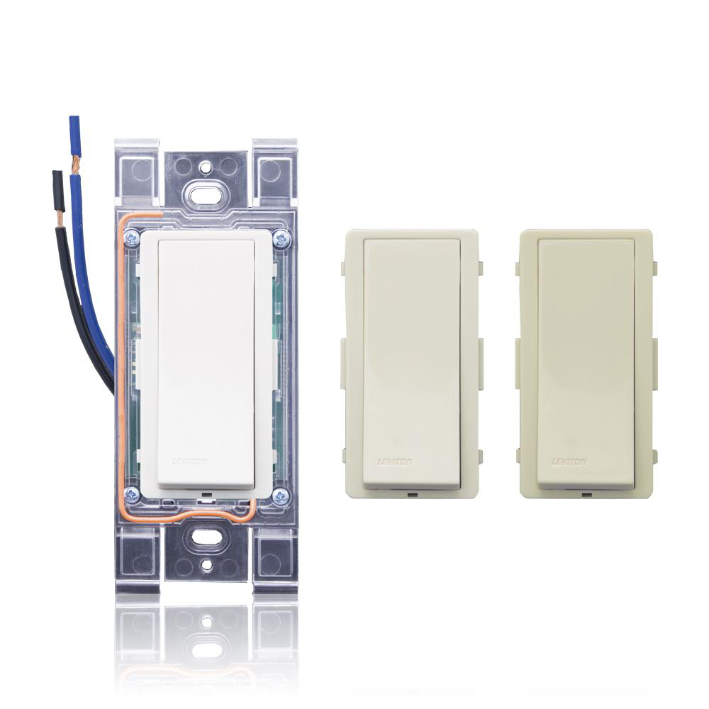 Product image for LevNet RF Advanced Wall Switch Receiver, Non-Neutral, White, Ivory, Light