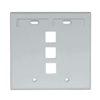 Product image for Plate wall 2-gang 3-port ID windows plastic grey