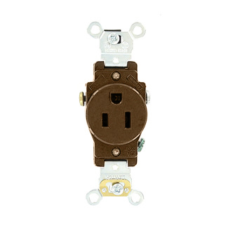 Product image for Receptacle 5-15R COM single round 15A 125V brown