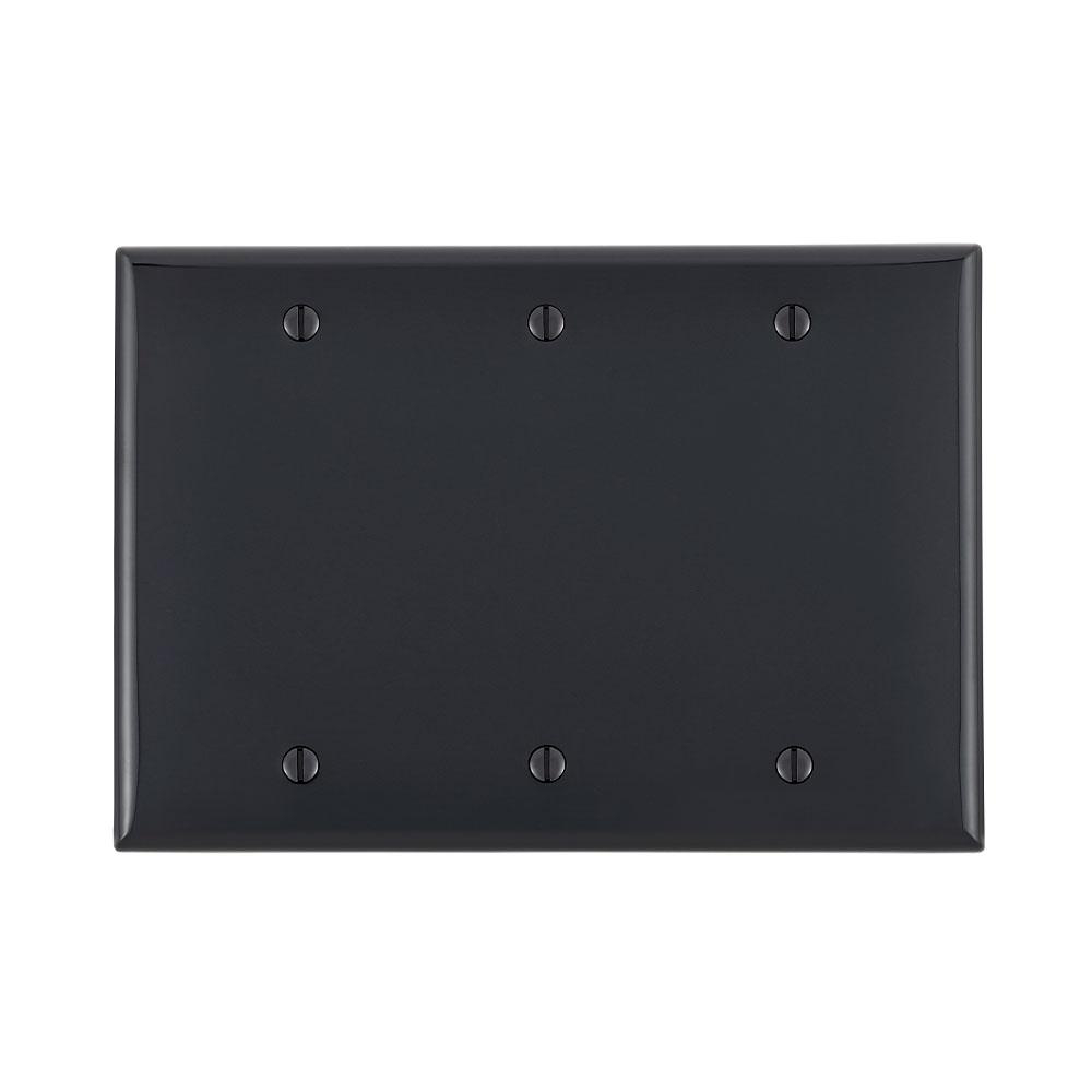 Product image for Wallplate standard 3-gang no device blank thermoplastic black