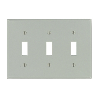 Product image for Wallplate standard 3-gang 3-toggle thermoset grey