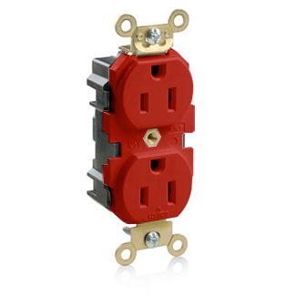 Product image for Receptacle duplex smooth face standard 1/2HP 15A 125V red