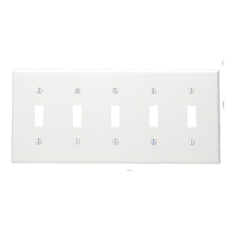 Product image for Cover plate 5 toggle 5 gang white