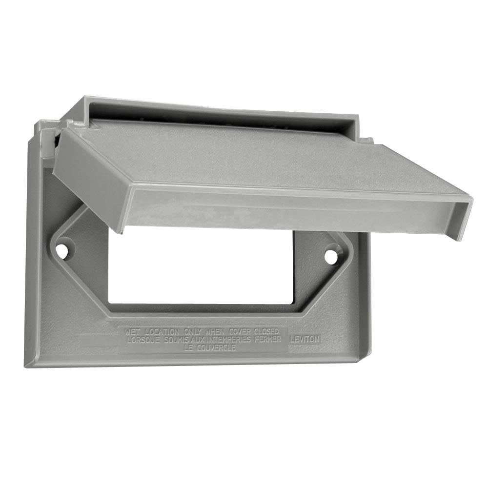 LEVITON 4996-GY COVER 1GANG RECEPTACLE HORIZONTAL DECORA GFCI PLASTIC GREY WALLPLATE