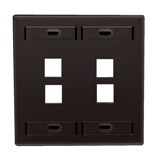 Product image for Plate wall standard 2-gang 4-port plastic black