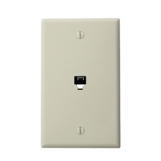 LEVITON 40249-T JACK MODULAR 6P4C TYPE 625B4 4TERM FLUSHMOUNT LIGHT ALMOND