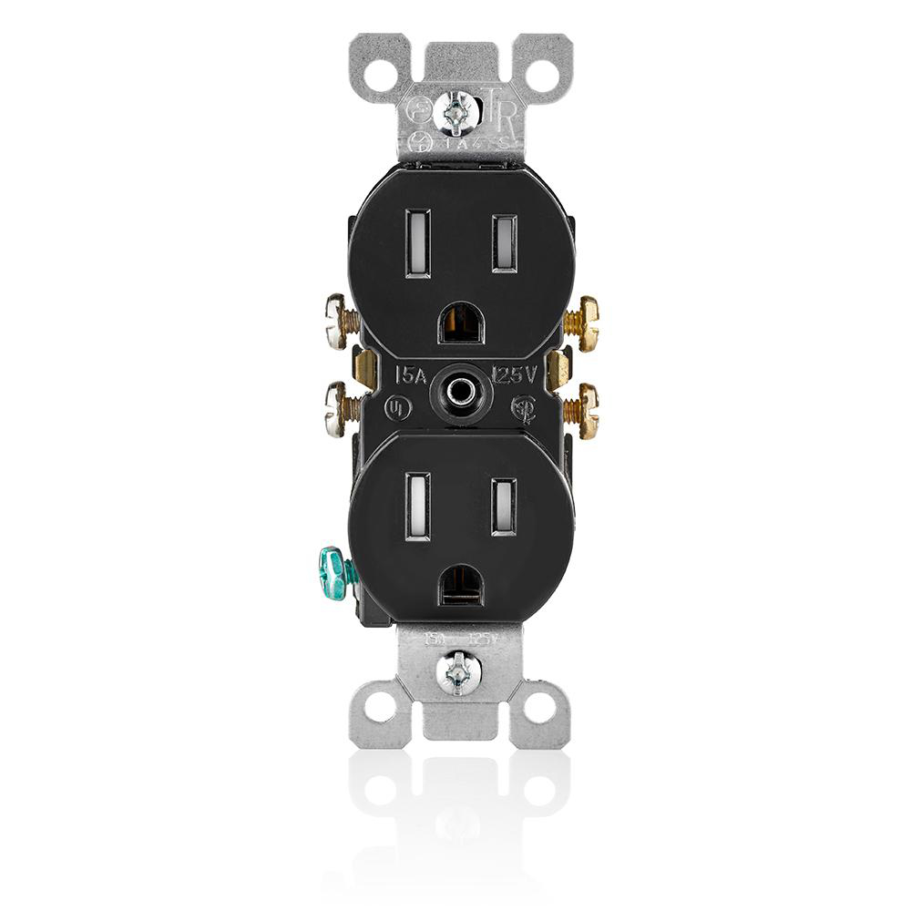 Product image for Receptacle 5-15R TR round duplex 15A 125V blk