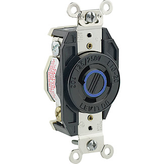 Product image for Receptacle locking flush 3P3W 250V 20A black
