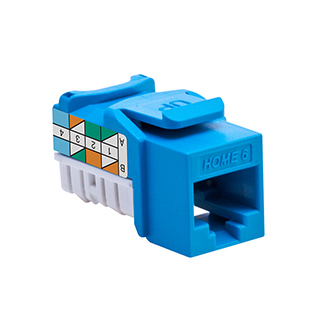 Product image for LEVITON 61HOM-RL6 JACK CAT6 BLUE 110 PUNCHDOWN KEYSTONE T568A CONNECTED HOME