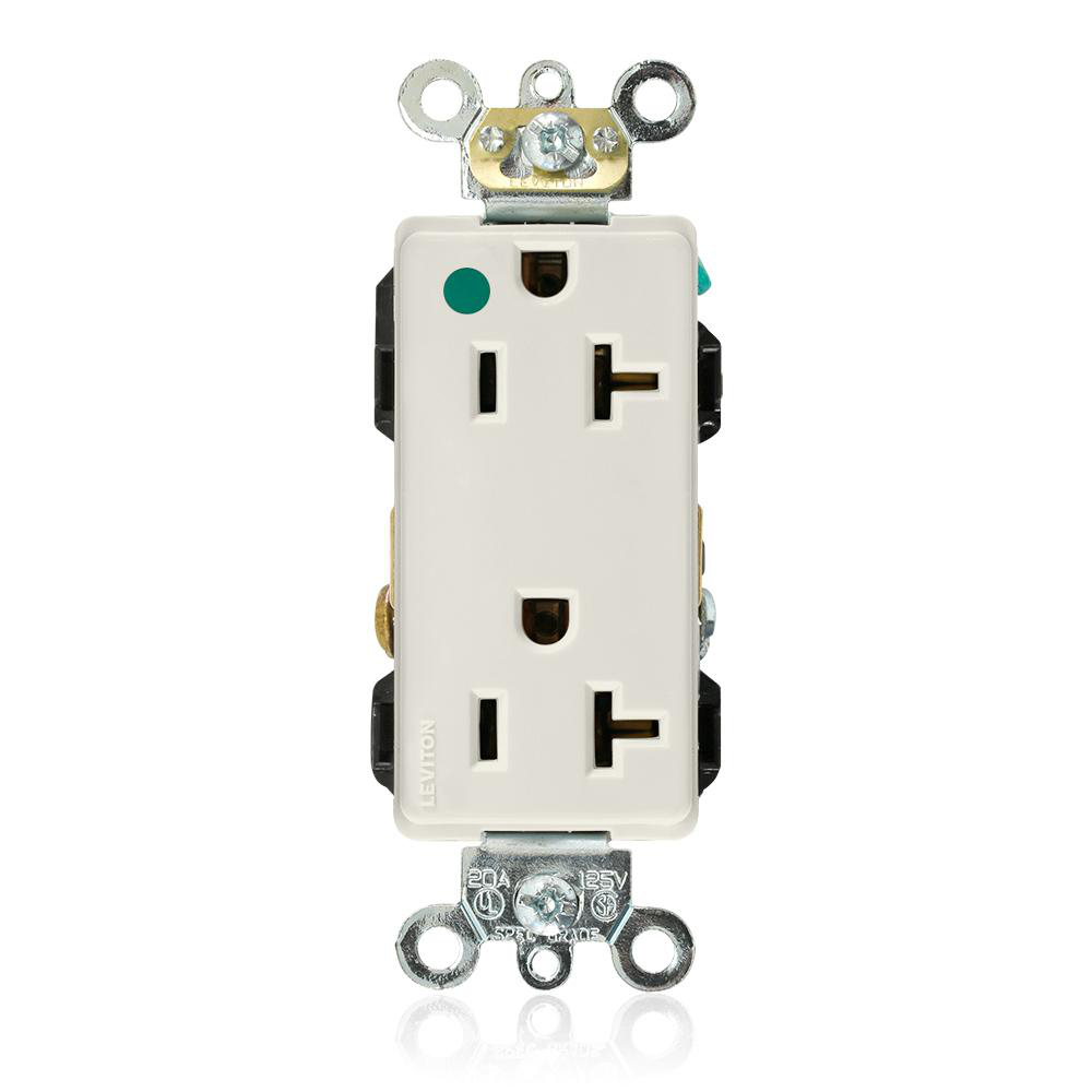Product image for Receptacle duplex brass strap 20A 125V light-almond