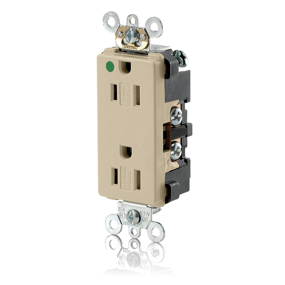 Product image for Receptacle duplex tamper-resistant nylon 15A 125V ivory