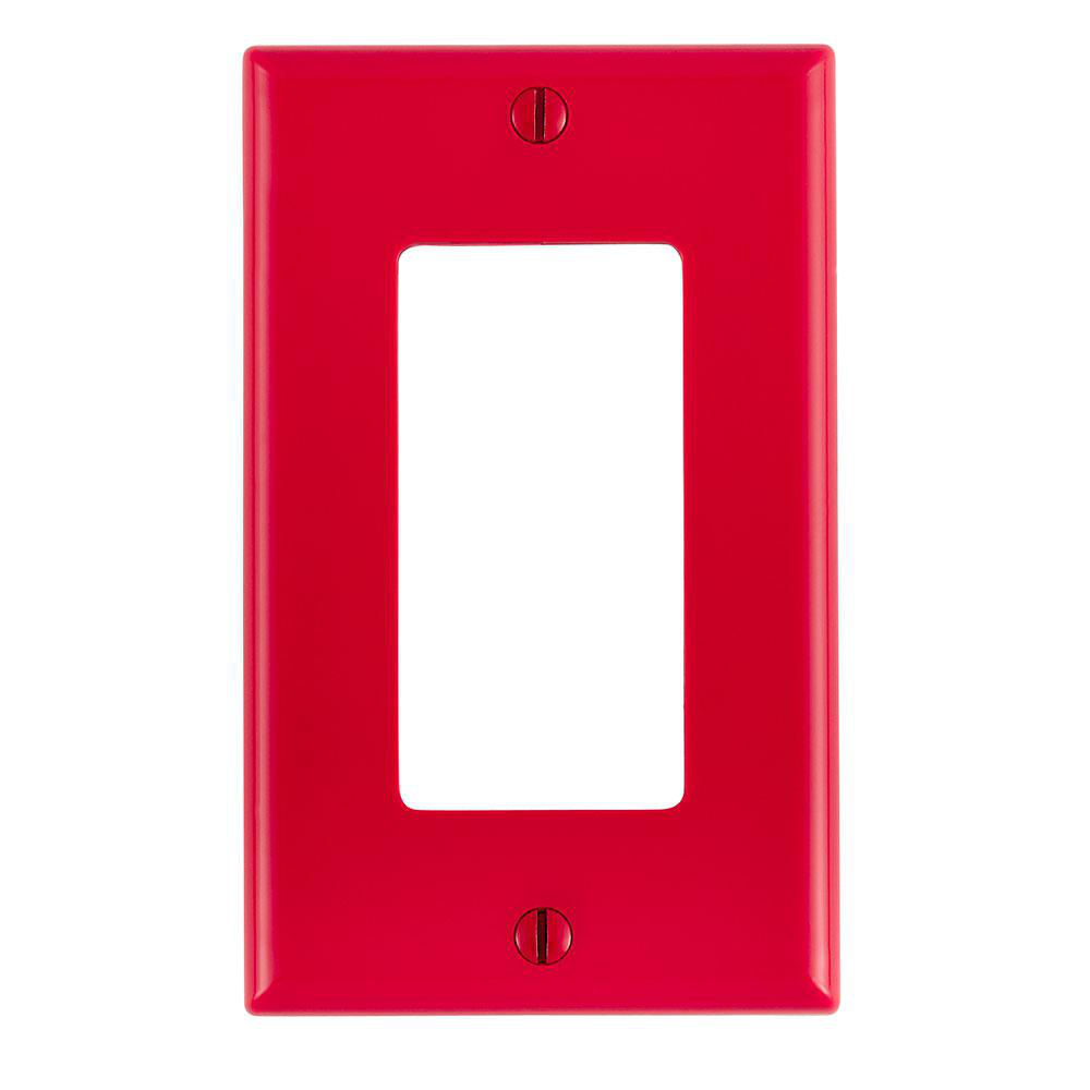 Product image for Wallplate standard 1-gang thermoplastic red