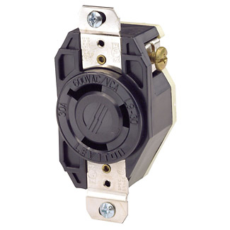 Product image for Receptacle locking flush 2P3W 600V 30A black