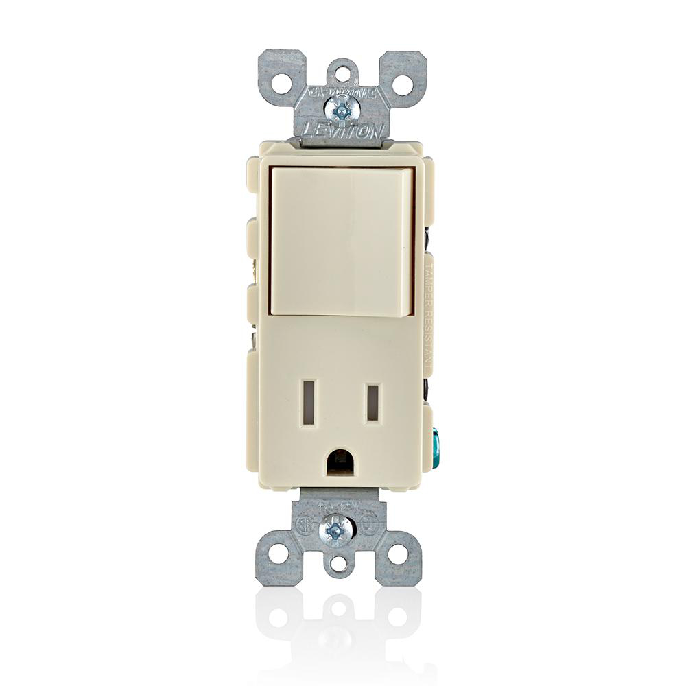 Product image for Switch/receptacle combination 2P 3W 125V 15AMP light almond