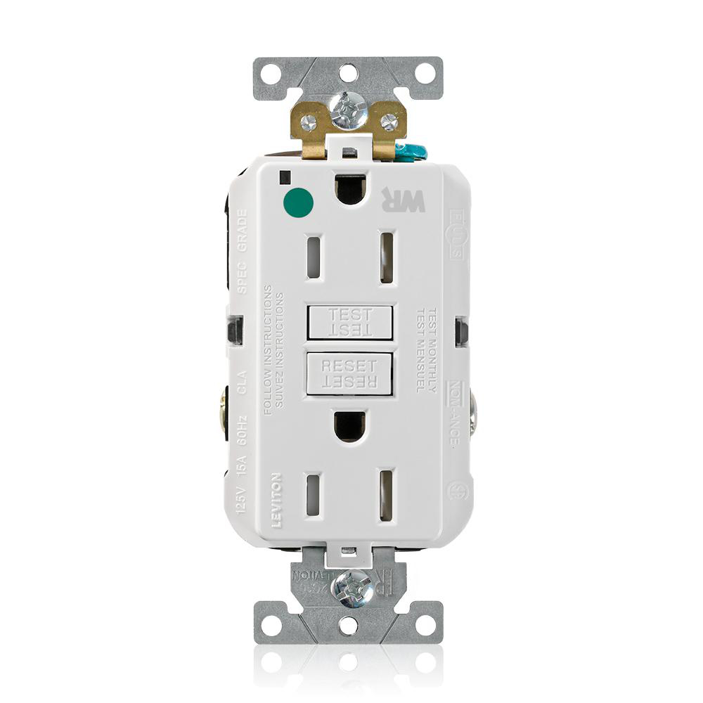 Product image for Receptacle GFCI hospital grade weather/tamper resistant 15A 125V white