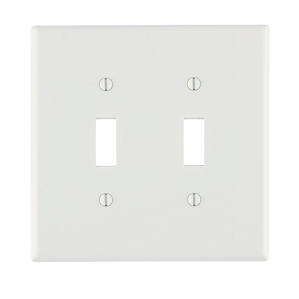 Product image for Cover plate midway 2 toggle switch 2 gang white