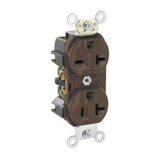 Product image for Receptacle straight duplex 2P 3W 125/250V 20AMP brown