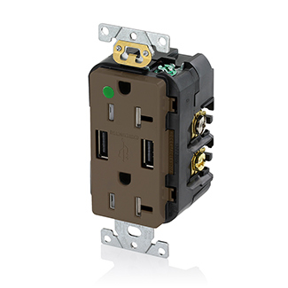 Product image for Tamper-Resistant USB Receptacle, 20 Amp, 125 Volt
