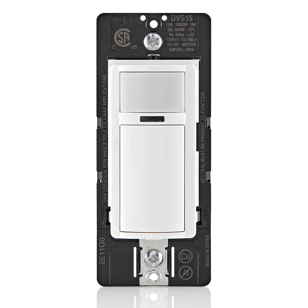 Product image for Decora Vacancy Motion Sensor Light Switch, Manual-On, 15A, Residential Grade,