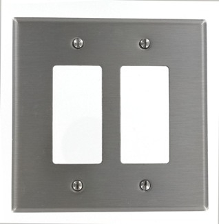 Product image for Wallplate oversized 2-gang 2-decora/GFCI device SS