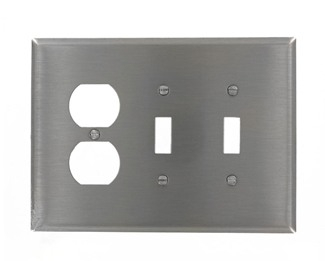 Product image for 3-Gang Toggle/Duplex Device Combination Wallplate, Oversized, Non-Magnetic