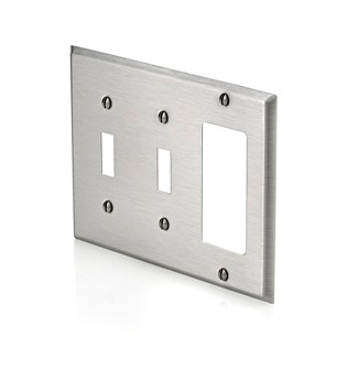 Product image for Wallplate combination standard 3-gang 2-toggle 1-decora/GFCI 302SS