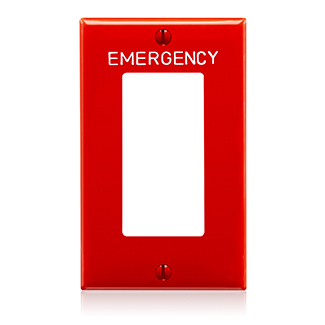 Product image for 1-Gang Decora/GFCI Device Wallplate, Hot Stamped Emergency, Standard Size,