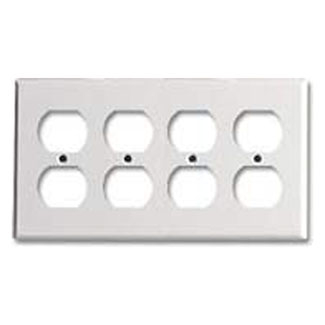 Product image for Cover plate 4 receptacle duplex 4 gang whi