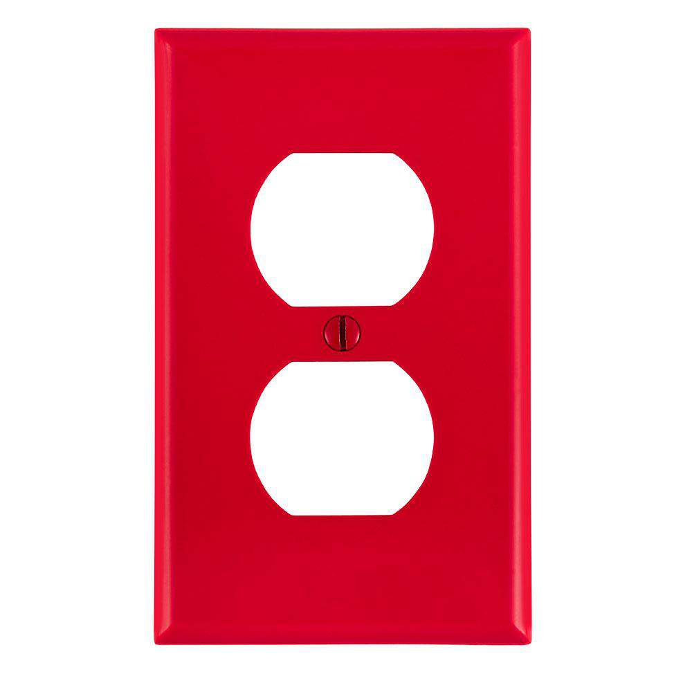 Product image for Receptacle wallplate duplex device 1-gang red