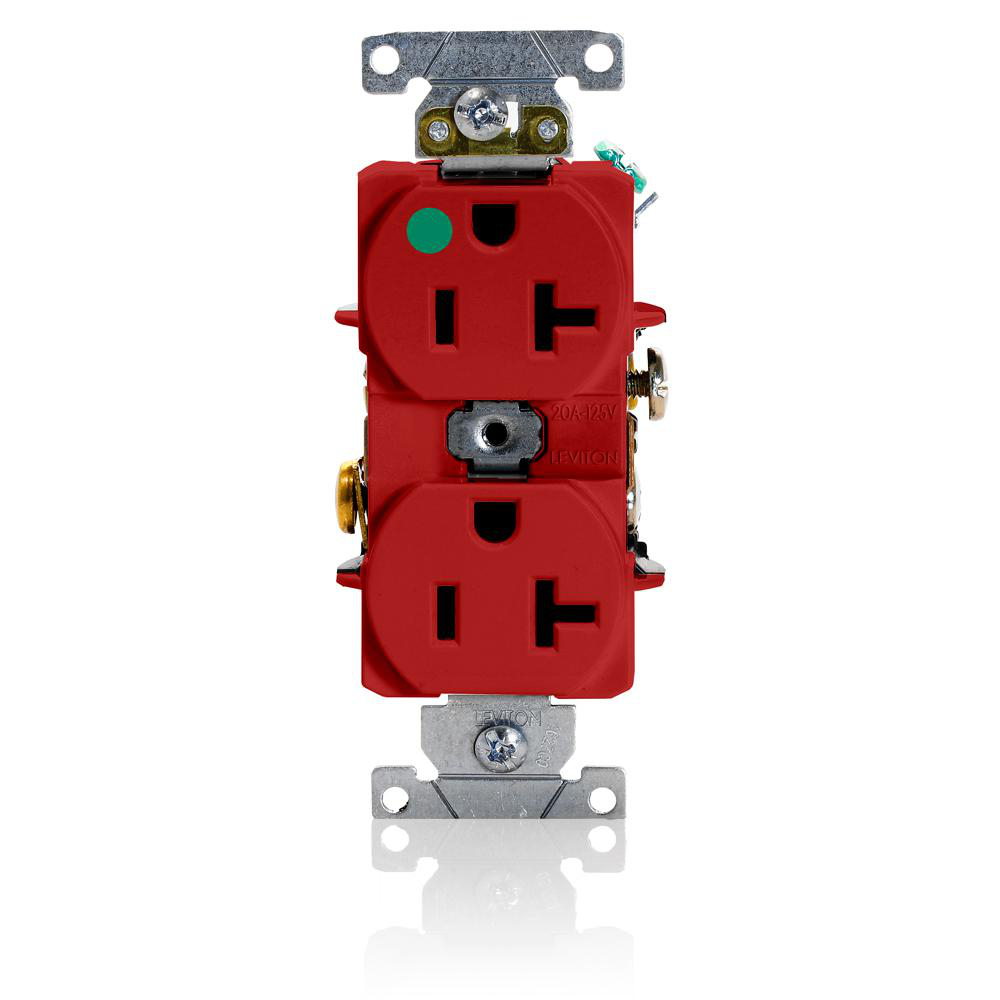 Product image for Receptacle duplex 2-pole slim-design 20A 125V red