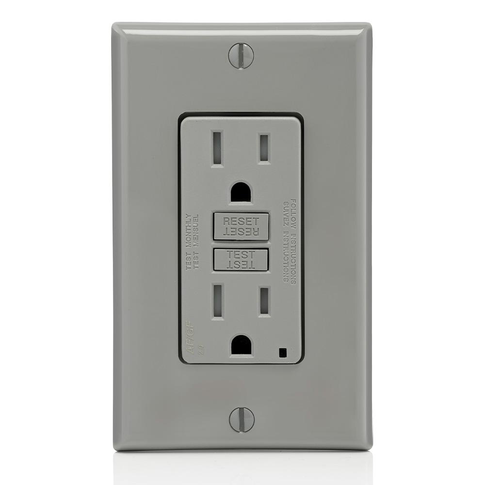 Product image for Receptacle dual function AFCI/GFCI 125V 15A gray