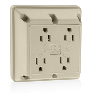 Product image for Receptacle straight 2P3W 125V 15A ivory