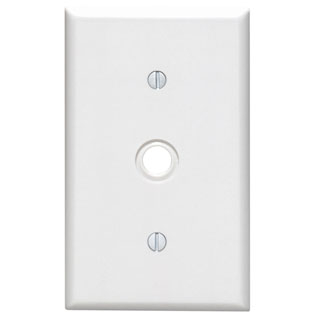 Product image for LEVITON 88018 COVER 1GANG PHONE CABLE .406" HOLE STRAP MOUNT WITH KO TO WHITE WALLPLATE
