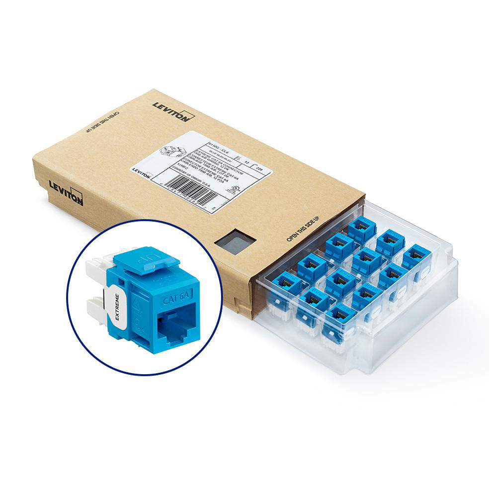 Product image for EXTREME™ Cat 6A QUICKPORT™ Jack, Channel-Rated, Blue, GREENPACK™ 12-Pack