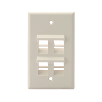 Product image for Plate wall angled 1-gang 4-port plastic light-almond