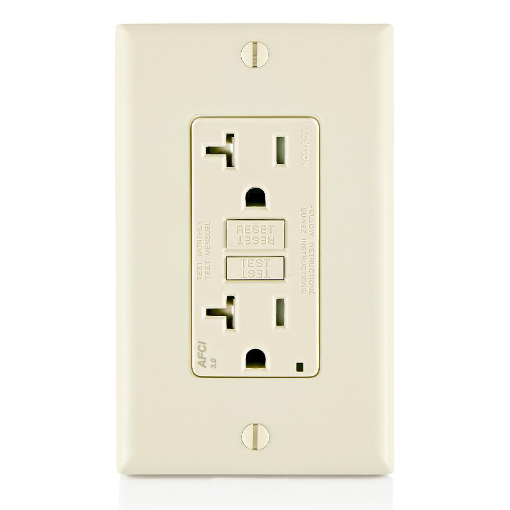 Product image for Receptacle AFCI with LED indicator tamper-resistant 125V 20AMP light almond