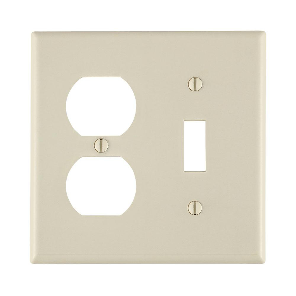 Product image for Wallplate combination 2G 1 toggle 1duplex lt alm
