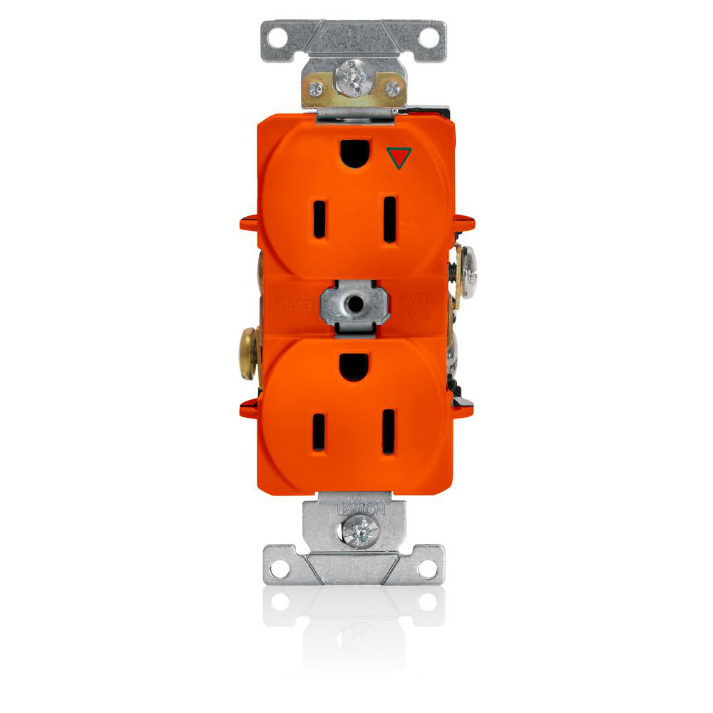Product image for 15 Amp Isolated Ground Duplex Receptacle/Outlet, Industrial Grade,