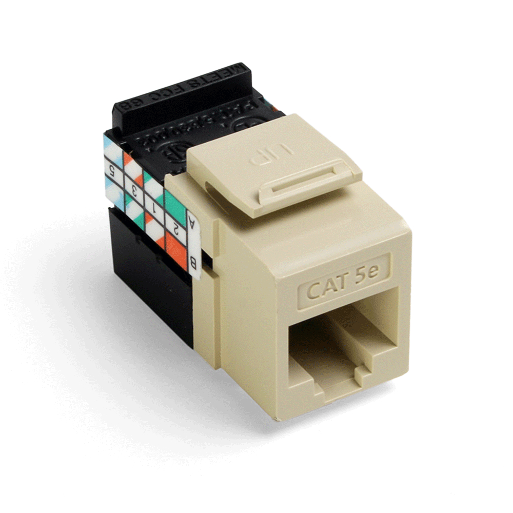 Product image for LEVITON 5G108-RI5 CONNECTOR CAT5E 8COND GIGAMAX CHANNEL RATED SNAPIN IVORY